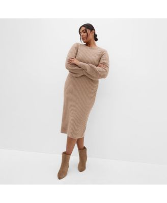 Plus Size Sarah Long Sleeve Rib Dress