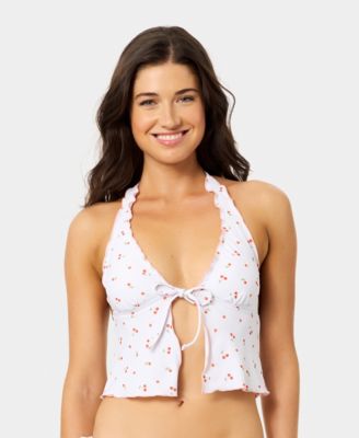 Women's Mini Cherry Lettuce Edge Flyaway Tankini Top