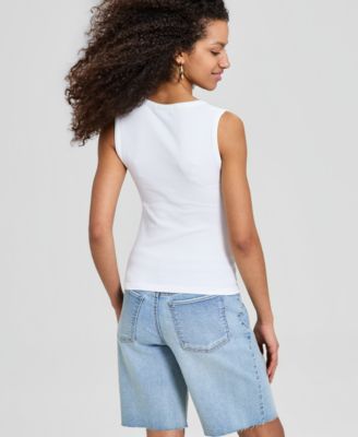 Women's Ribbed Seamless Square-Neck Tank Top