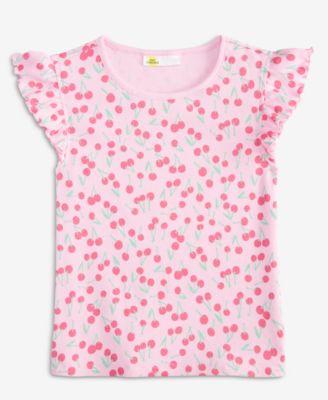 Girls' 5-20 Cherry-Print Flutter-Sleeve Top