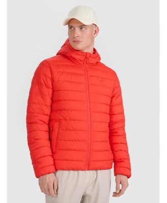 Men's down jacket with synthetic filling - red