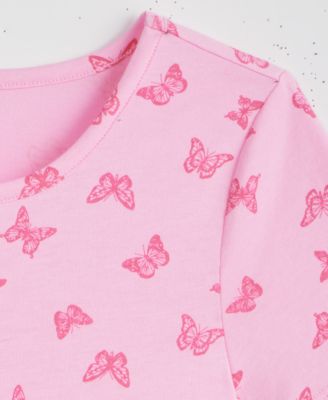 Girls' XS-XL Butterfly-Print Knit Dress