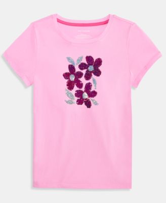 Girls' 5-20 Floral Sequins T-Shirt
