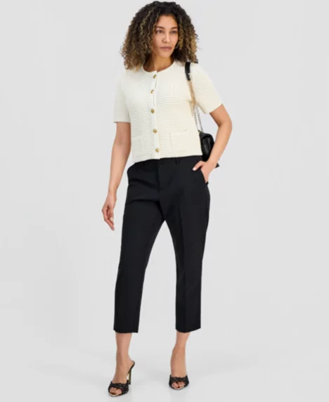Petite Mid-Rise Slim Trousers - Deep Black