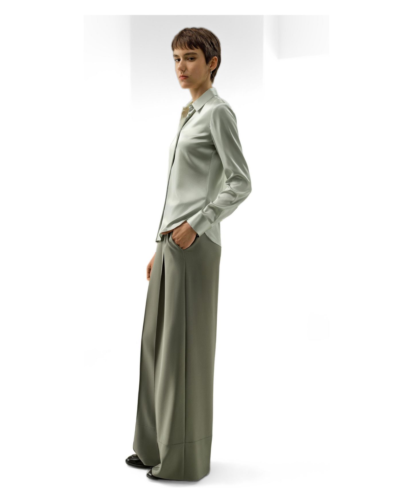 Женская рубашка LILYSILK Elegant Silk Slim Fit, цвет: Серебряный шалфейный — фото 2