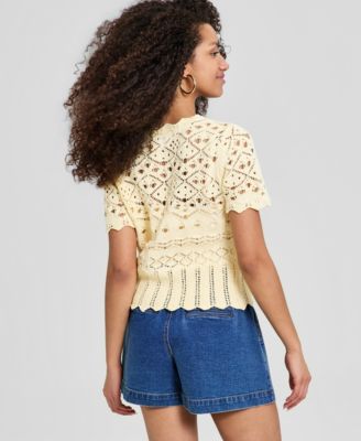 Women's Pointelle Button Front Cardigan