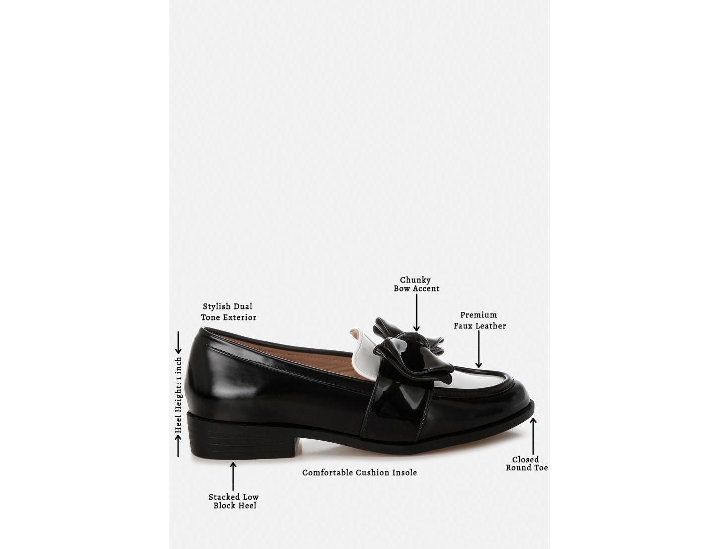 Женские туфли London Rag Araminta Classic Chunky Bow, цвет: Чёрный — фото 6