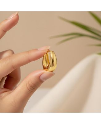 Sterling Silver 14K Gold Plated Clear Cubic Zirconia Mini Huggie Hoop Hinged Post Earrings