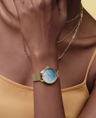 Women's Azure Gold Tone Stainless Steel Mesh Bracelet Watch, 30mm