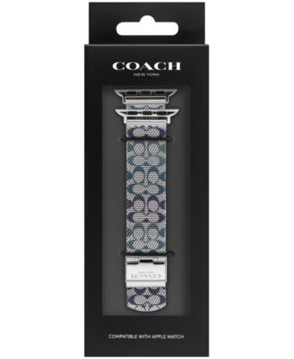 Women's Silver Tone Stainless Steel with Blue and Purple Sig C Mesh Apple Watch, Strap 38mm, 40mm, 41mm