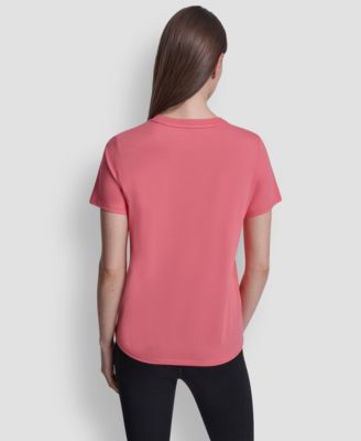 Women's Rhinestone Varsity Logo Relaxed Fit Pull-On T-Shirt