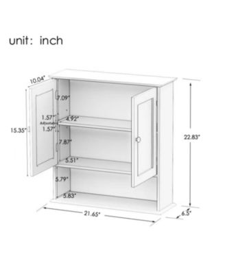 Bathroom Wall Cabinet With Double Mirror Doors And Shelves
