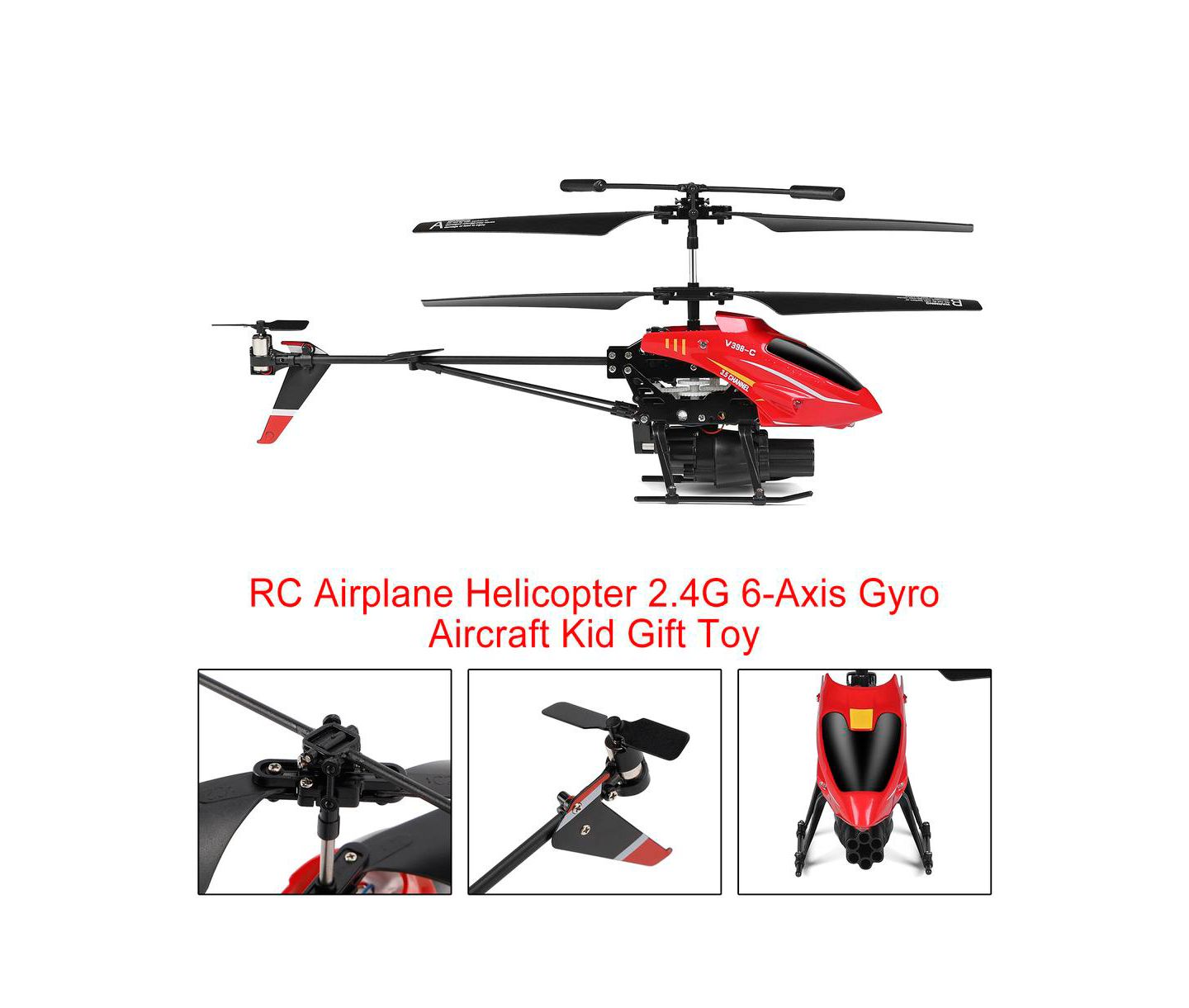 Детская игрушка Bruce & Shark V398-c 6-Axis Gyro Auto Hover Crash-Proof Remote-Control Helicopter, цвет: Красный — фото 6