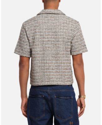 Men's Boucle Tweed Crop Button Up Shirt