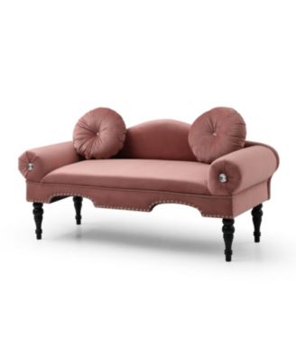Modern Velvet Loveseat with Nailhead Trim & 2 Pillows