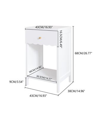 Modern Nightstand with Drawer and Open Shelf, Bedside Table for Bedroom, Cute Minimalist Side Table for Kids Room or Girls' Room