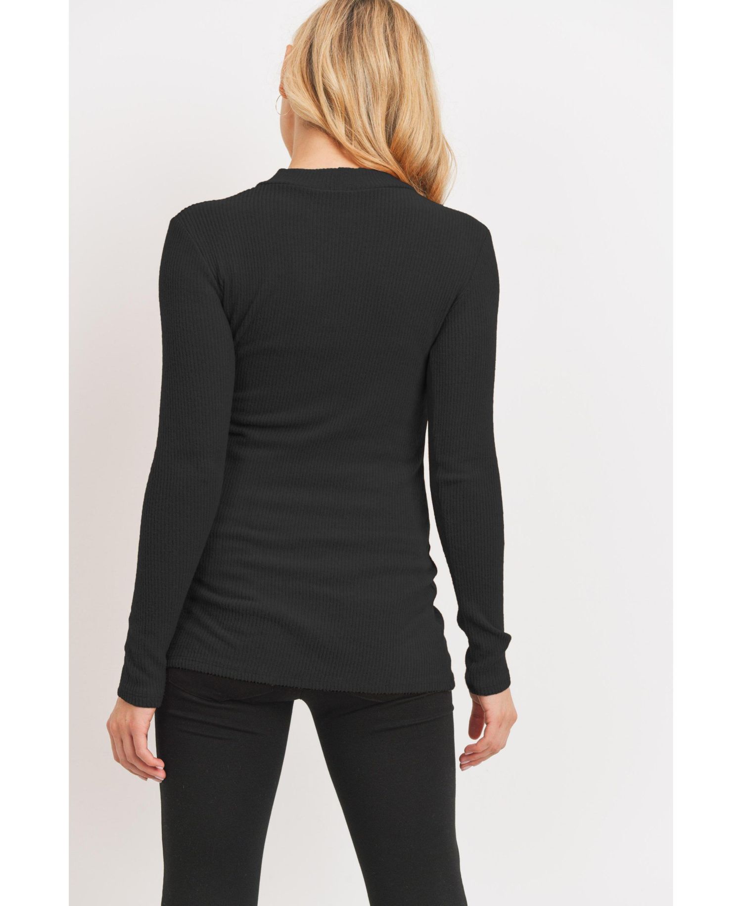 Maternity Mock Neck Long Sleeve Ribbed Top