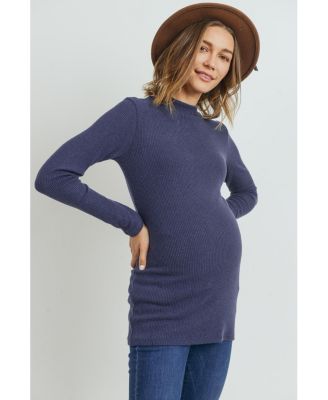 Maternity Mock Neck Long Sleeve Ribbed Top