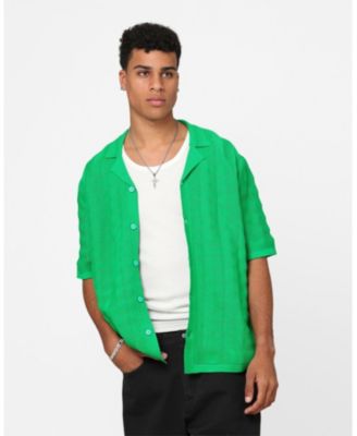Men's Lorenzo Knit Button Up Shirt Green
