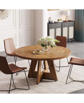 Round Dining Table for 4, 47 Inch Wide