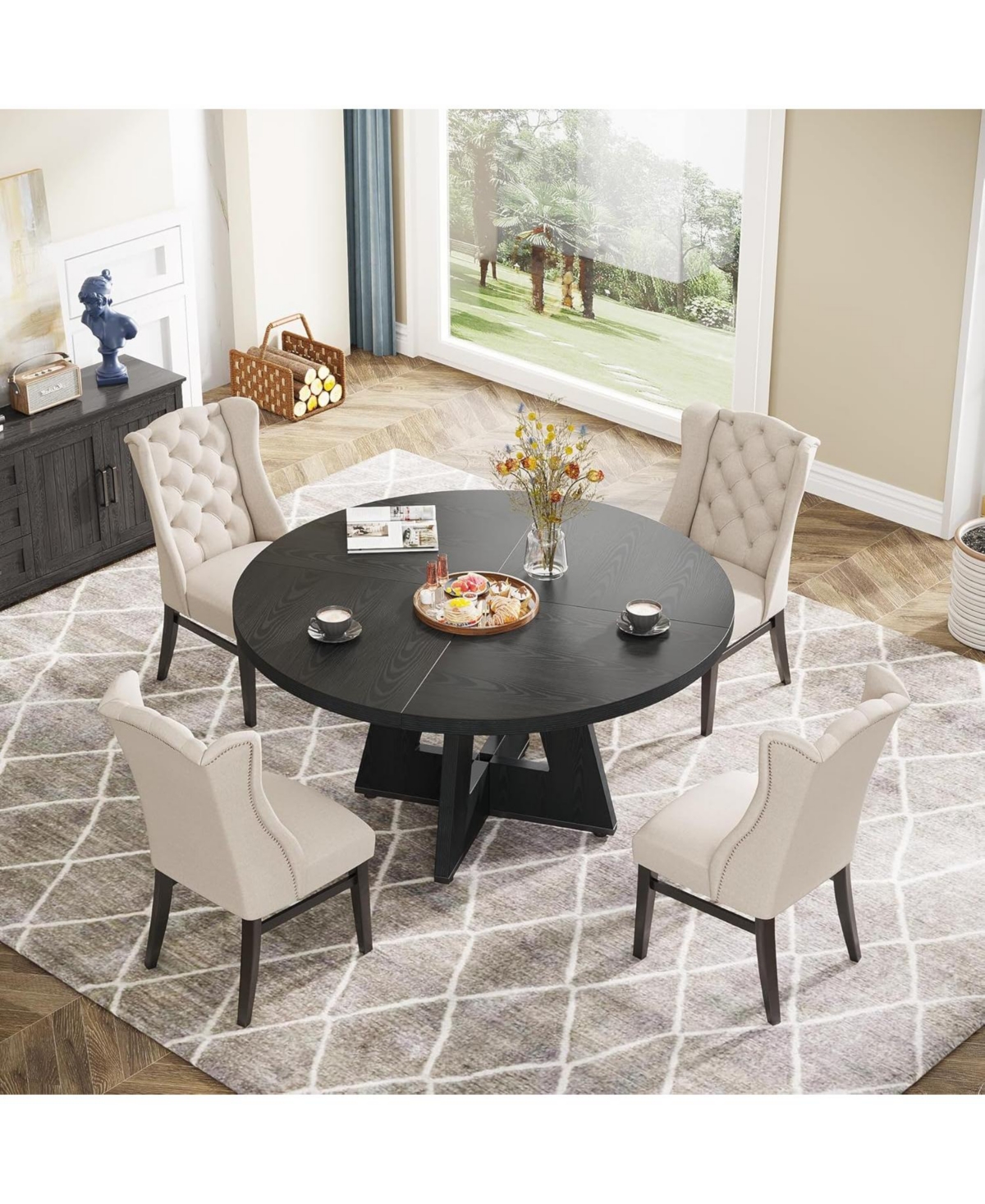 Tribesigns Round Dining Table for 4, 47 Inch Wide