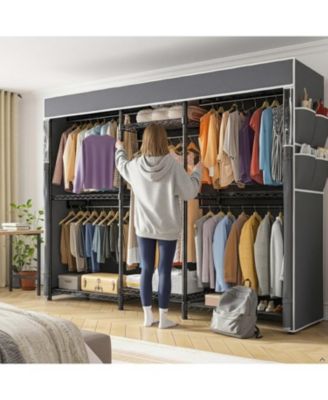 Clothes Rack with Cover,Clothing Racks for Hanging Clothes,Portable Closet, Adjustable,Metal,Max Load 900lbs