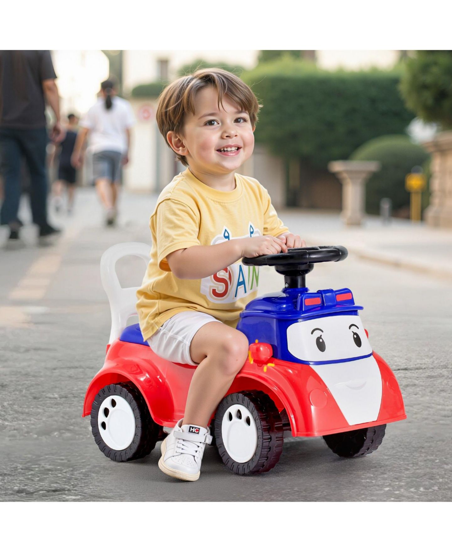 Детская игрушка HONGGE Toddler Ride-On Car with Anti-Tip Design, Light-Up Steering Wheel & Storage, Ages 18 Months-3 Years, цвет: Красный — фото 3