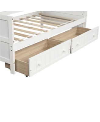 Twin Wooden Daybed with 2 Drawers & No Box Spring