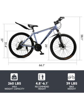 26-Inch 27-Speed Mountain Bike for Adults with Dual Disc Brakes & High-Carbon Steel Frame, Suspension Fork