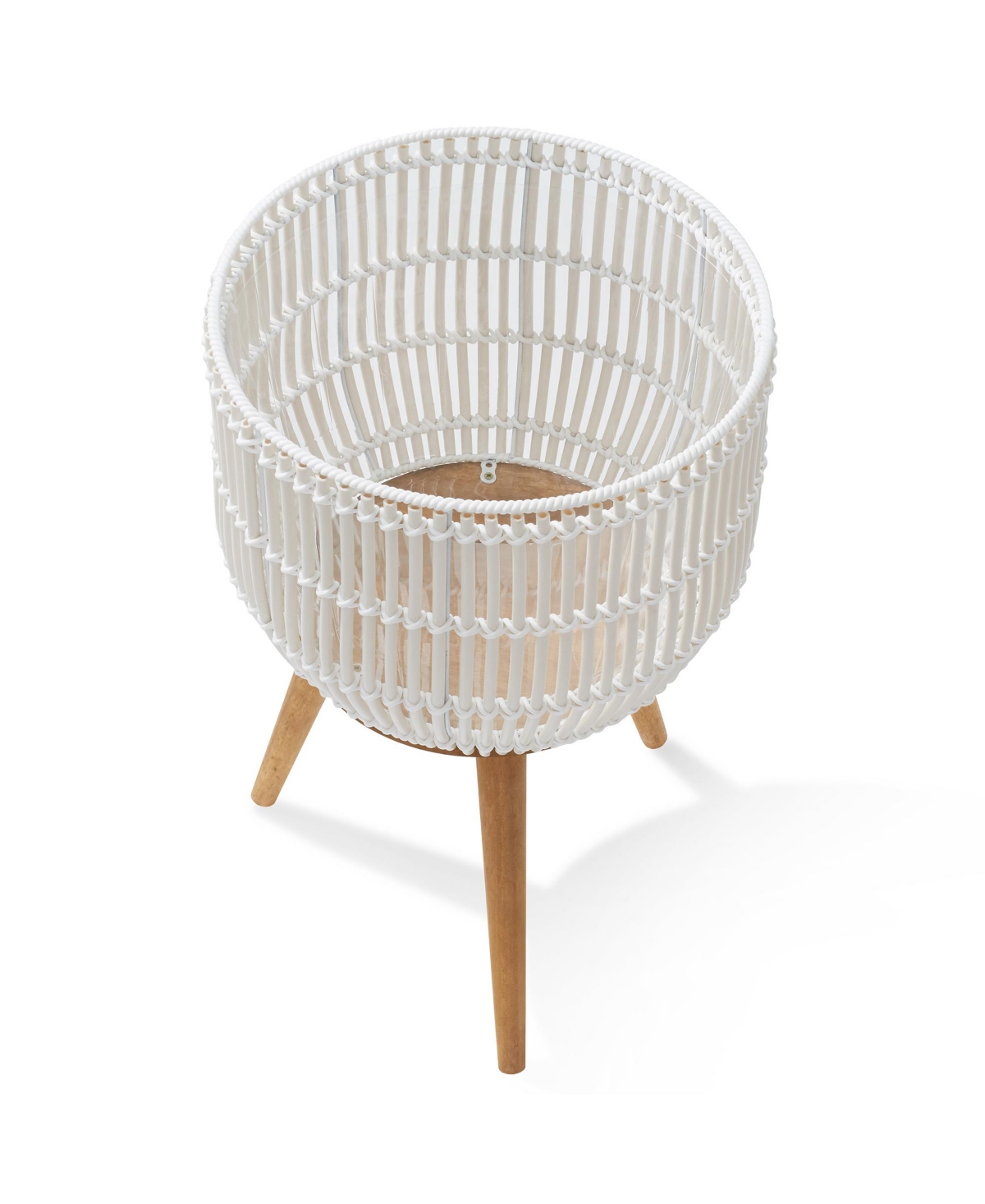 Casafield Floor Planter with Wood Legs Natural, Basket Stand, Large Plant Pot Cover Liner