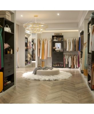 48 - 96 Inch Wide Adjustable Closet Organizer with 4 Drawers, 3 Hanging Rods, and a Mirror, Freestanding