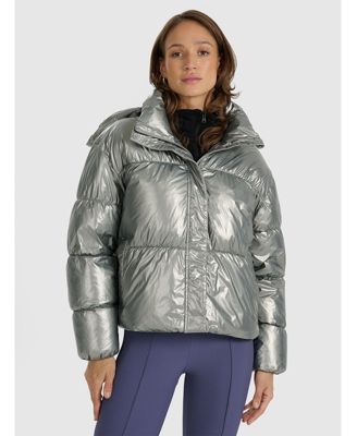 Women's down jacket with synthetic filling - silver