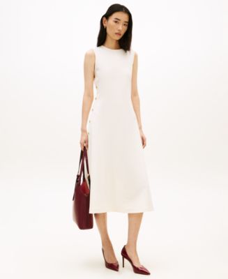 tommy hilfiger gold dress Tommy Hilfiger Women's Gold-Tone Button Midi Dress