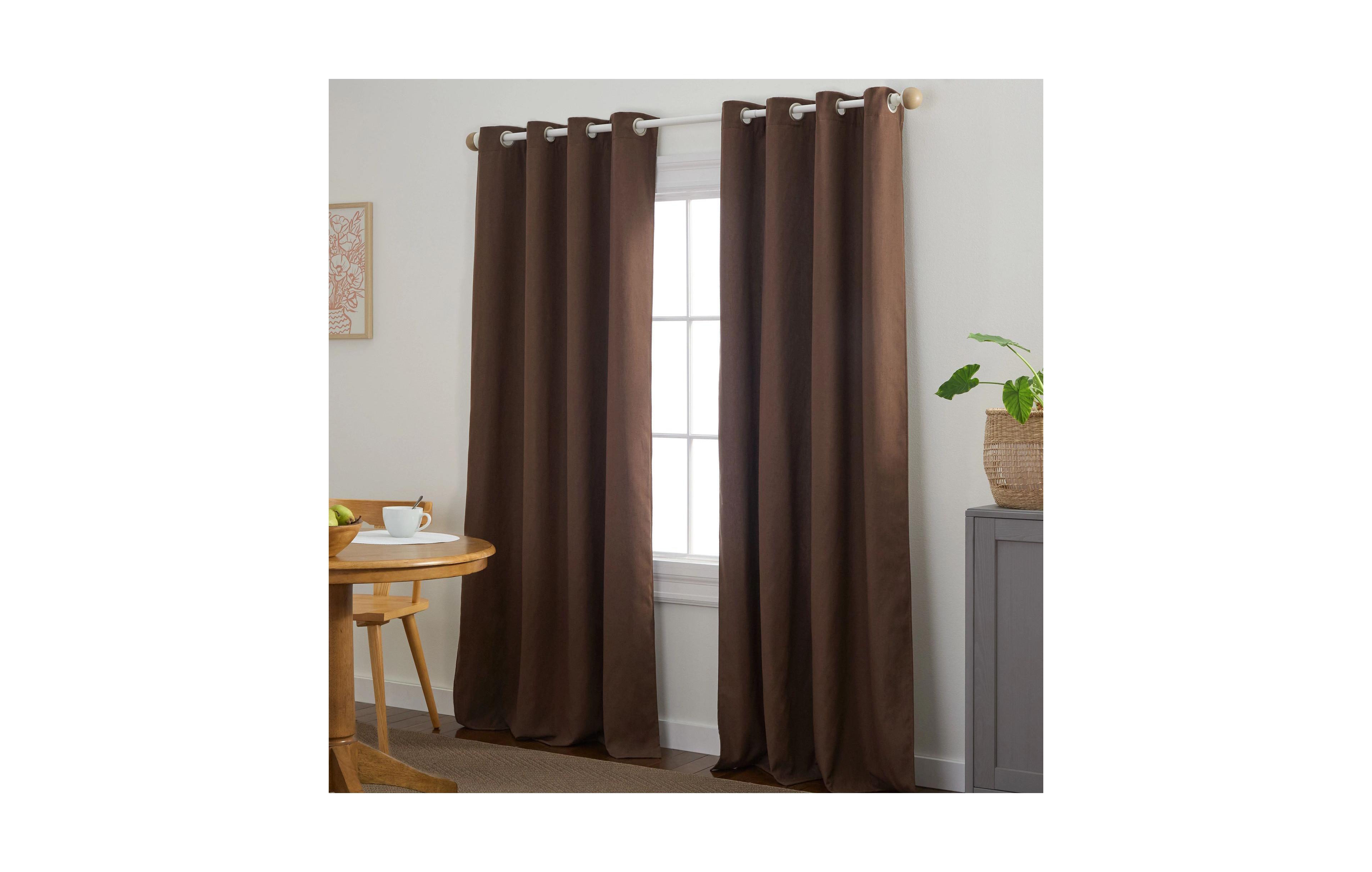 Town & Country Basics Set of 2 Selena Solid Linen Texture Room Darkening