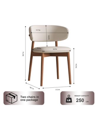 Mid-Century Modern Dining Chairs Set of 2 with Wooden Legs for Kitchen and Living Room