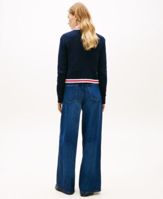 Women's Crew Neck Cardigan Sweater