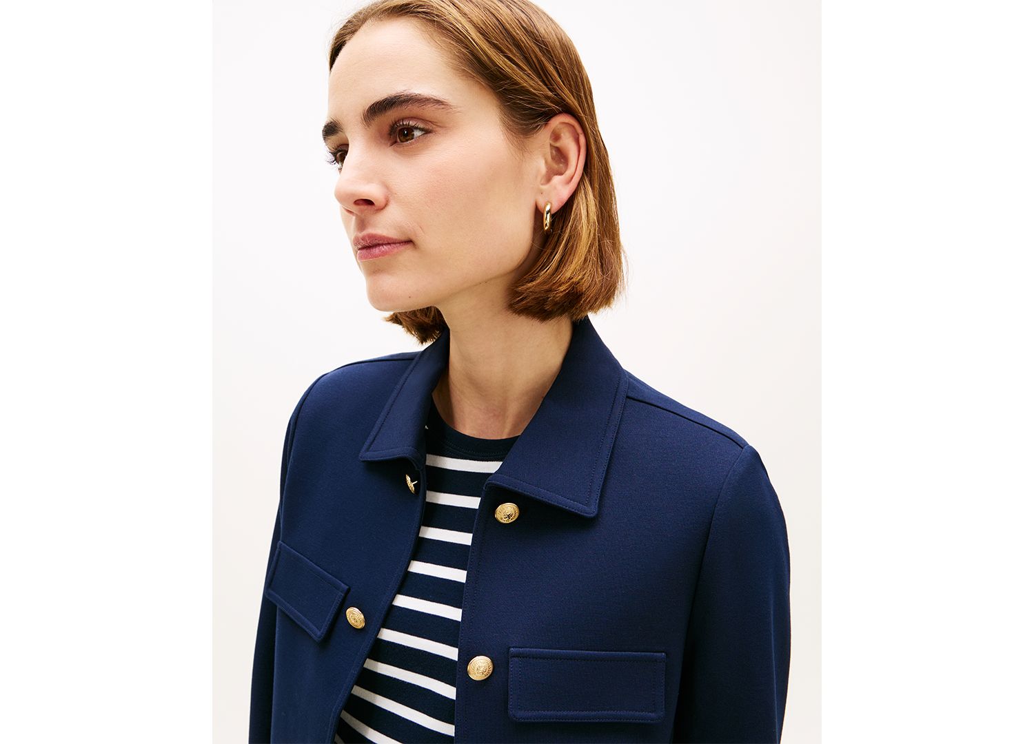 Women's Ponte Knit Band Collar Jacket