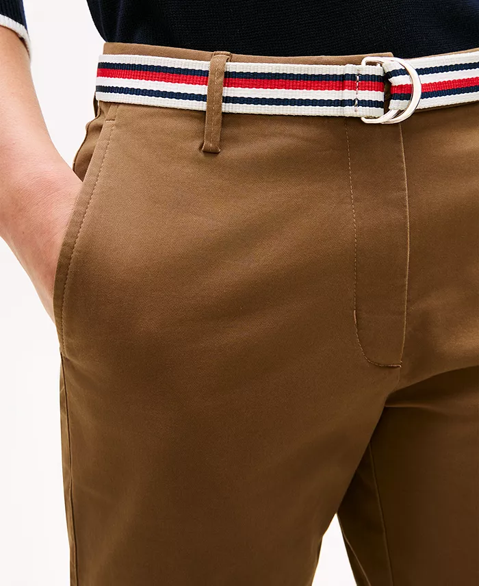 Women's Twill Slim Belted Chinos Pants - thumbnail 10
