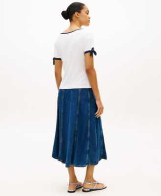 Women's Bow Detail V-Neck T-Shirt