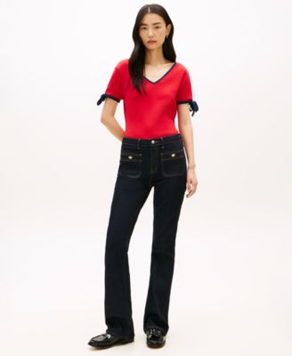 Women's Bow Detail V-Neck T-Shirt