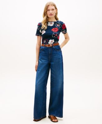 Women's Ribbed Boxy Crew Neck T-Shirt