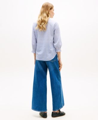 Women's Pin Tuck Cambric Ruffle Collar Blouse