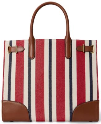 Striped Canvas Small Devyn Tote Bag