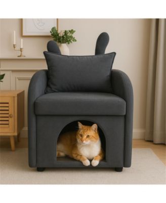 Cat & Dog Hideaway with Scratch-Resistant Fabric,Side Pocket