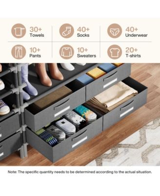 10-Tier Shoe Rack, with 4 Bins Drawers, for 32 Pairs Shoes