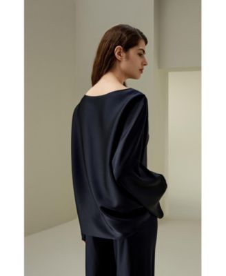 Women's Silk Charmeuse Crewneck Blouse