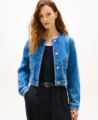Women's Denim Mid Blue Pocket Lady Jacket