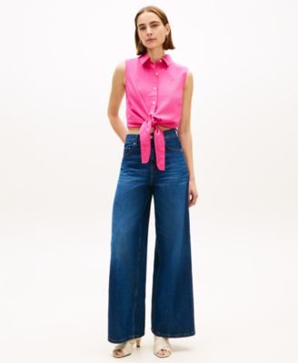 Women's Knotted Collared Top