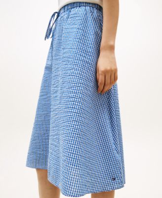 Women's Gingham Elastic Waist Skirt