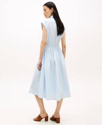 Women's Smocked Waist Sleeveless Shirt Dress